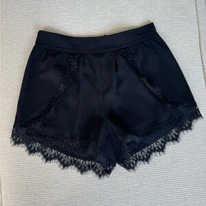 Blue Rain Black High Waist Lace Trim Shorts